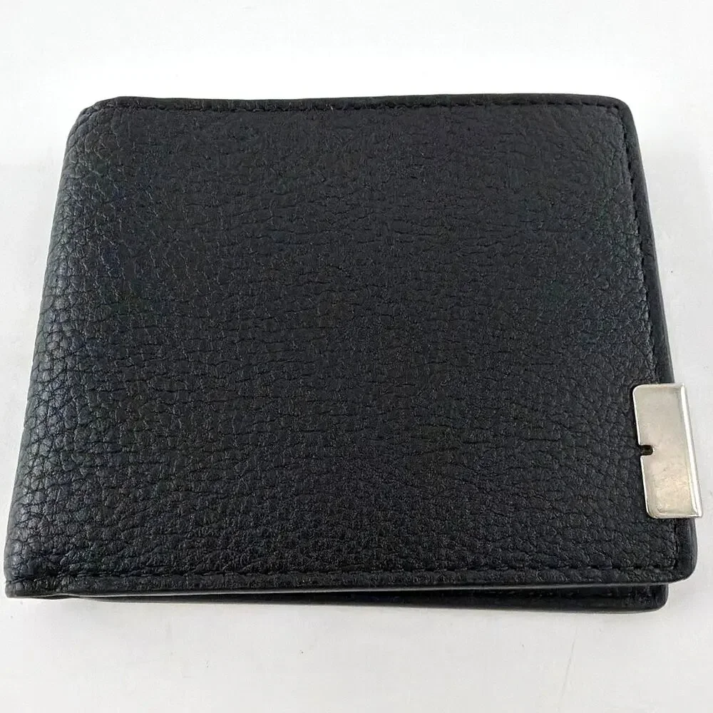 Burberry Men's Black Hipfold Granny Leatherv B-cut Bi-fold Wallet One Size